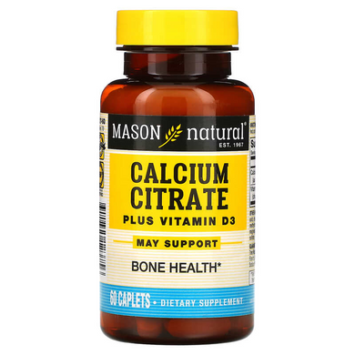 Цитрат кальция + витамин D3, Calcium Citrate Plus Vitamin D3, Mason Natural, 60 капсул (MAV-12375), фото