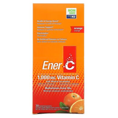 Ener-C, Витамин C, смесь для приготовления мультивитаминного напитка со вкусом апельсина, 1000 мг, 30 пакетиков (ENR-00100), фото