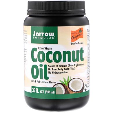 Jarrow Formulas, органическое кокосовое масло холодного отжима, отжатое шнековым прессом, 946 мл (JRW-16040), фото