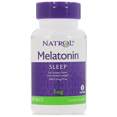Natrol, Мелатонін, 1 мг, 90 таблеток (NTL-00465), фото
