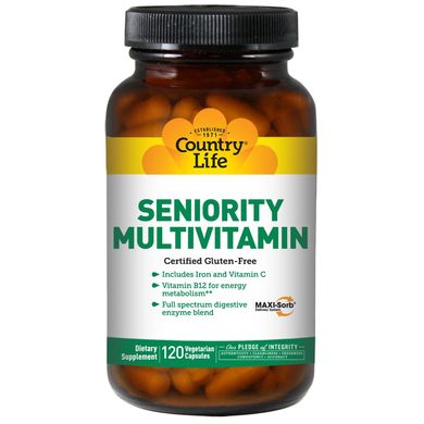 Мультивітаміни для літніх, Country Life, 120 гелевих капсул (CLF-08181), фото