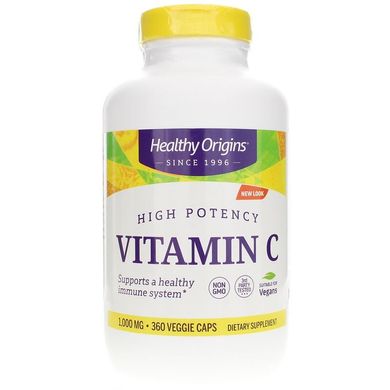 Витамин С (L-аскорбиновая кислота), Vitamin C, Healthy Origins, 1000 мг, 360 вегетарианских капсул (HOG-15228), фото
