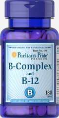 Вітаміни групи В, Vitamin B-Complex and Vitamin B-12, Puritan's Pride, 180 таблеток (PTP-00194), фото