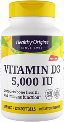 Healthy Origins, Витамин D3, 5000 МЕ, 120 капсул (HOG-15334), фото