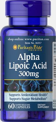 Альфа-ліпоєва кислота, Alpha Lipoic Acid, Puritan's Pride, 300 мг, 60 капсул (PTP-36557), фото