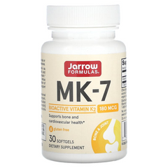 Jarrow Formulas, MK-7, самая активная форма витамина K2, 180 мкг, 30 капсул (JRW-30012), фото