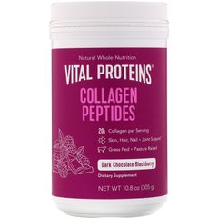 Пептиди колагену, Collagen Peptides, Vital Proteins, шоколад + ожина, порошок, 305 г (VTP-00589), фото