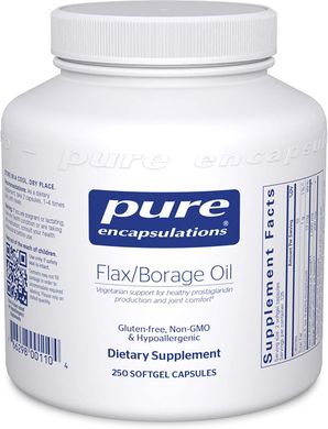 Лляна олія і масло огуречника, Flax / Borage Oil, Pure Encapsulations, 250 caps (PE-00110), фото
