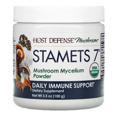 Fungi Perfecti, Stamets 7, порошок із грибного міцелію, добавка для щоденного зміцнення імунітету, 100 г (FPI-35452), фото