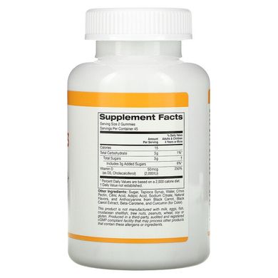California Gold Nutrition, жувальний вітамін D3, без желатину та глютена, зі смаком фруктів та ягід, 25 мкг (1000 МО), 90 жувальних таблеток (CGN-01196), фото