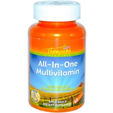 Мультивитамины для всего организма, Multivitamin, Thompson, 1 в день, 60 капсул (THO-49296), фото