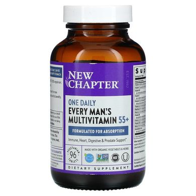 New Chapter, Every Man's One Daily Multi, мультивитамины для мужчин старше 55 лет, 96 вегетарианские таблетки (NCR-90148), фото