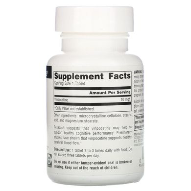Source Naturals, винпоцетин, 10 мг, 120 таблеток (SNS-01399), фото