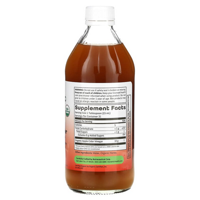 Яблочный уксус с медом, Apple Cider Vinegar, Dynamic Health Laboratories, 473 мл (DNH-10228), фото