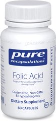 Pure Encapsulations, Фолієва кислота, Folic Acid, 60 капсул (PE-00111), фото