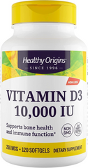 Healthy Origins, Витамин D3, 10000 МЕ, 120 желатиновых капсул (HOG-15353), фото