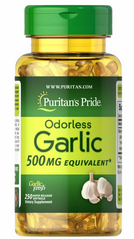Чеснок, Odorless Garlic, Puritan's Pride, без запаха, 500 мг, 250 гелевых капсул ​ (PTP-15493), фото