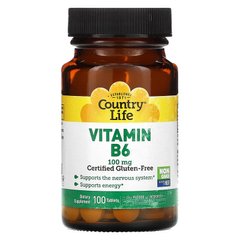 Country Life, Витамин В6, 100 мг, 100 таблеток (CLF-06111), фото