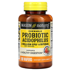 Mason Natural, Пробиотики 2 млд КОЕ, вкус клубники, 100 жевательных таблеток (MAV-16891), фото