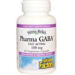 ГАМК стресс-релакс (Pharma GABA), Natural Factors, 100 мг, 60 капсул (NFS-02836), фото