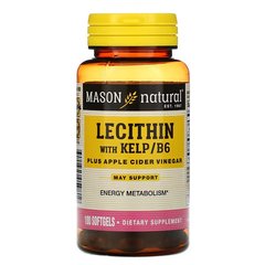 Mason Natural, лецитин с бурыми водорослями/витамином B6 и яблочным уксусом, 100 мягких таблеток (MAV-05981), фото