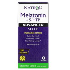 Natrol, мелатонин + 5-HTP, улучшенный сон, 60 двухслойных таблеток (NTL-07229), фото