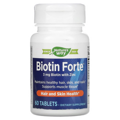 Nature's Way, Biotin Forte, біотин із цинком, 3 мг, 60 таблеток (EMT-10981), фото