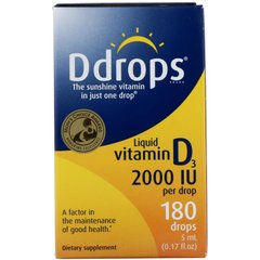 Витамин Д3, Ddrops, 2000 МЕ, (5 мл), 180 капель (DDP-00009), фото