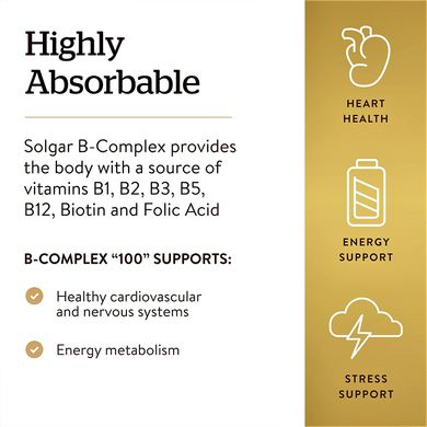 Solgar, Комплекс витаминов В "50", 100 растительных капсул (SOL-01121), фото
