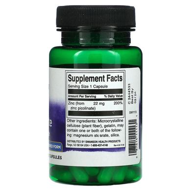 Swanson, Піколінат цинку, 22 мг, 60 капсул (SWV-11113), фото