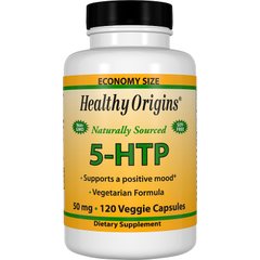 Healthy Origins, 5-гідрокситриптофан, 50 мг, 120 рослинних капсул (HOG-35072), фото