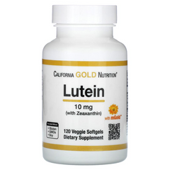 California Gold Nutrition, лютеїн та зеаксантин, 10 мг, 120 рослинних капсул (CGN-01168), фото