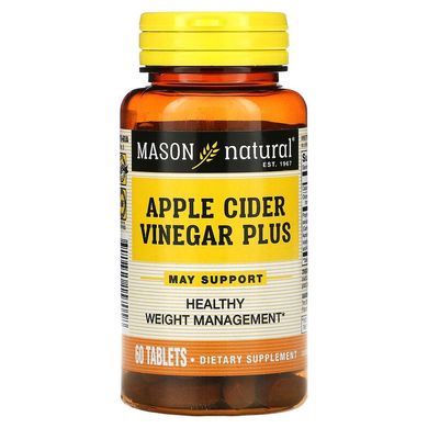 Яблучний оцет +, Apple Cider Vinegar Plus, Mason Natural, 60 таблеток (MAV-15705), фото