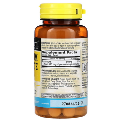 Mason Natural, Калію глюконат, 595 мг, 100 таблеток (MAV-06181), фото