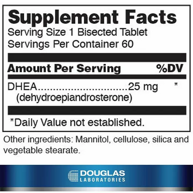 ДГЕА, мікронізований, DHEA, Douglas Laboratories, 25 мг, 60 таблеток (DOU-83050), фото