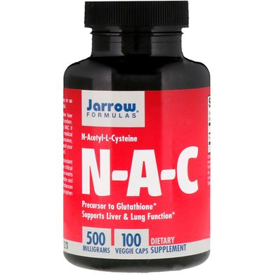 Jarrow Formulas, N-A-C, N-ацетил-L-цистеїн, 500 мг, 100 вегетеріанскіх капсул (JRW-07002), фото