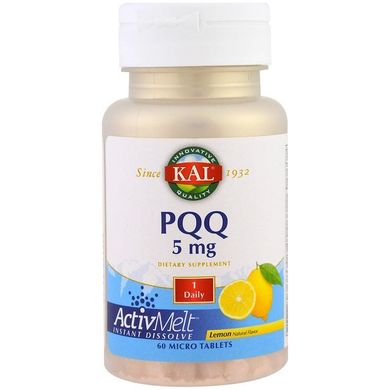 KAL, PQQ (пирролохинолинхинон) с лимонным вкусом, 5 мг, 60 микротаблеток (CAL-29479), фото