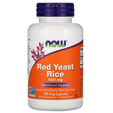 Now Foods, Червоний ферментований рис, 600 мг, 120 рослинних капсул (NOW-03501), фото