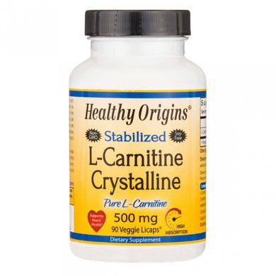L- карнитин, L-Carnitine Crystalline, Healthy Origins, 500 мг, 90 капсул (HOG-41281), фото