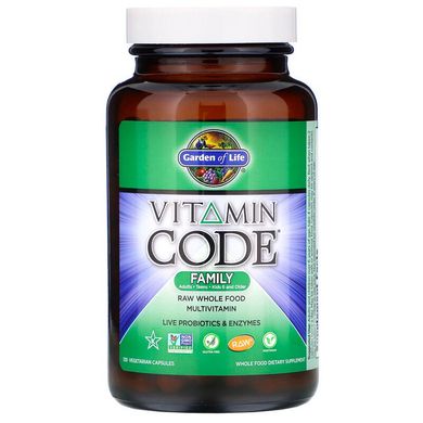 Garden of Life, Vitamin Code, мультивитамины из необработанных цельных продуктов, 120 вегетарианских капсул (GOL-11370), фото