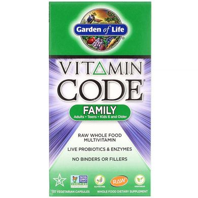 Garden of Life, Vitamin Code, мультивітаміни з необроблених цілісних продуктів, 120 вегетаріанських капсул (GOL-11370), фото