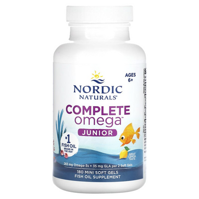 Nordic Naturals, Complete Omega, для детей от 6 до 12 лет, со вкусом лимона, 283 мг, 180 мини-капсул (NOR-02775), фото