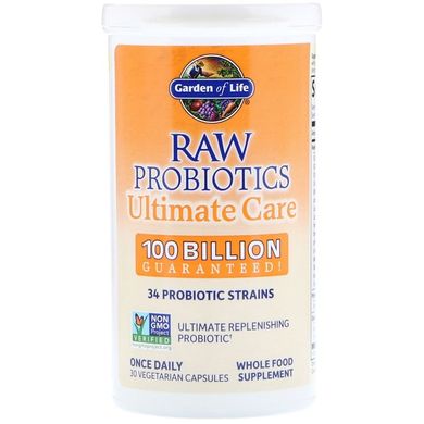 Garden of Life, RAW Probiotics Ultimate Care, 30 вегетарианских капсул (GOL-12333), фото