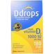 Ddrops DDP-00005 Витамин Д3, Ddrops, 1000 МЕ, (5 мл), 180 капель (DDP-00005) 1