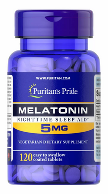 Мелатонин, Melatonin, Puritan's Pride, высокоэффективный, 5 мг, 120 таблеток (PTP-15746), фото