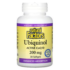 Natural Factors, Убіхінол, 200 мг, 30 м'яких гелевих капсул (NFS-20729), фото