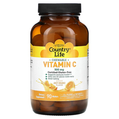 Country Life, Витамин С, 500 мг, 90 жевательных пастилок (CLF-07233), фото