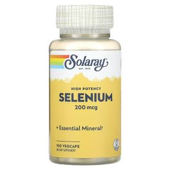 Селен, Selenium, Solaray, 200 мкг, 100 капсул (SOR-04695), фото