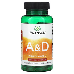 Swanson, Вітаміни A та D, 250 м'яких таблеток (SWV-01004), фото