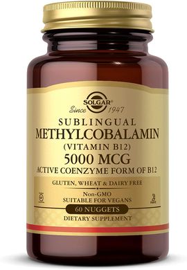 Solgar, Сублингвальный метилкобаламин (витамин B12), 5000 мкг, 60 таблеток (SOL-01959), фото